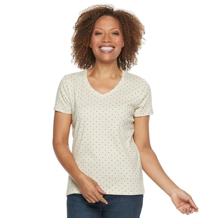 Petite Croft & Barrow&reg; V-neck Tee, Women's, Size: Xs Petite, Med Beige