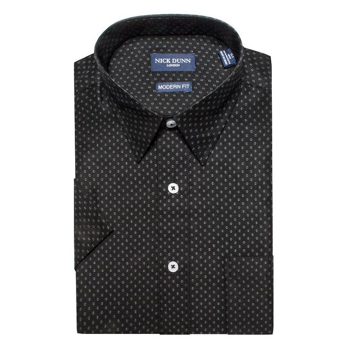 Men's Nick Dunn Modern-fit Patterned Dress Shirt, Size: Medium, Black