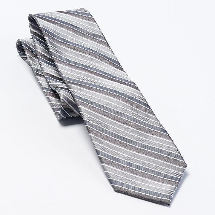 Croft & Barrow Multitext Striped Tie - Men (grey)