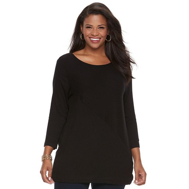 Plus Size Croft & Barrow&reg; Ribbed Tunic, Women's, Size: 1xl, Black
