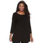 Plus Size Croft & Barrow&reg; Ribbed Tunic, Women's, Size: 1xl, Black