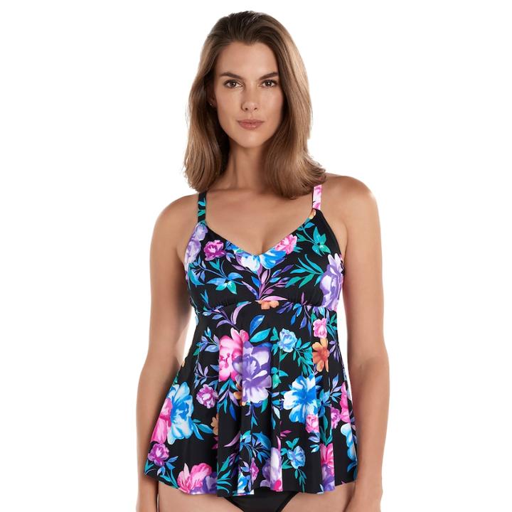 Women's Upstream Empire Underwire Tankini Top, Size: 10, Black
