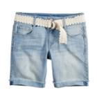 Girls 7-16 & Plus Size Mudd&reg; Belted Denim Bermuda Shorts, Size: 12, Med Blue
