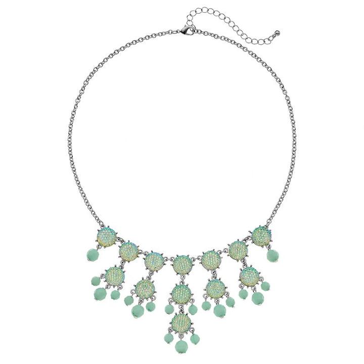 Mudd&reg; Green Beaded Fringe Necklace, Women's