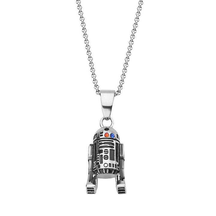 Star Wars Sterling Silver Cubic Zirconia 3d R2-d2 Pendant, Men's, Size: 18, Multicolor