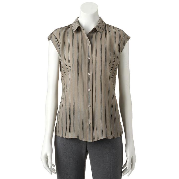 Women's Apt. 9&reg; Roll Cuff Blouse, Size: Xs, Oxford