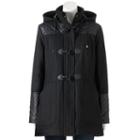 Women's Excelled Hooded Toggle Wool-blend Coat, Size: Large, Black