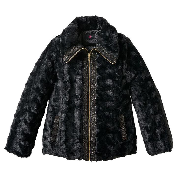 Girls 7-16 Iz Amy Byer Wide Collar Faux-fur Jacket, Girl's, Size: Large, Black