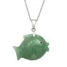 Jade & Sapphire Sterling Silver Fish Pendant Necklace, Women's, Size: 18, Green