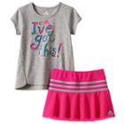Baby Girl Adidas I've Got This Graphic Tee & Mesh Skort Set, Size: 12 Months, Grey