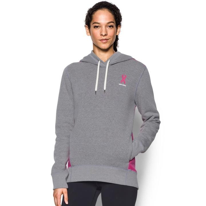 Women's Under Armour Power In Pink Long Sleeve Hoodie, Size: Small, Dark Grey