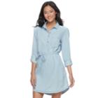 Juniors' So&reg; Chambray Shirt Dress, Teens, Size: Xs, Med Blue