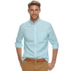 Men's Sonoma Goods For Life&trade; Slim-fit Poplin Stretch Button-down Shirt, Size: Small, Turquoise/blue (turq/aqua)
