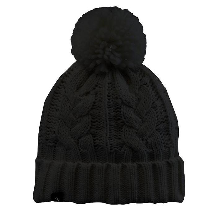 Girls 7-14 Cuddl Duds Sparkle Cable-knit Beanie Hat, Girl's, Black