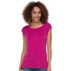 Women's Apt. 9&reg; Lace-up Crewneck Tee, Size: Xl, Dark Pink