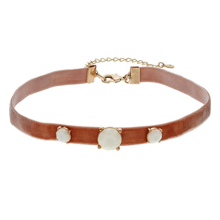Lc Lauren Conrad White Stone Stretch Choker Necklace, Women's, Pink