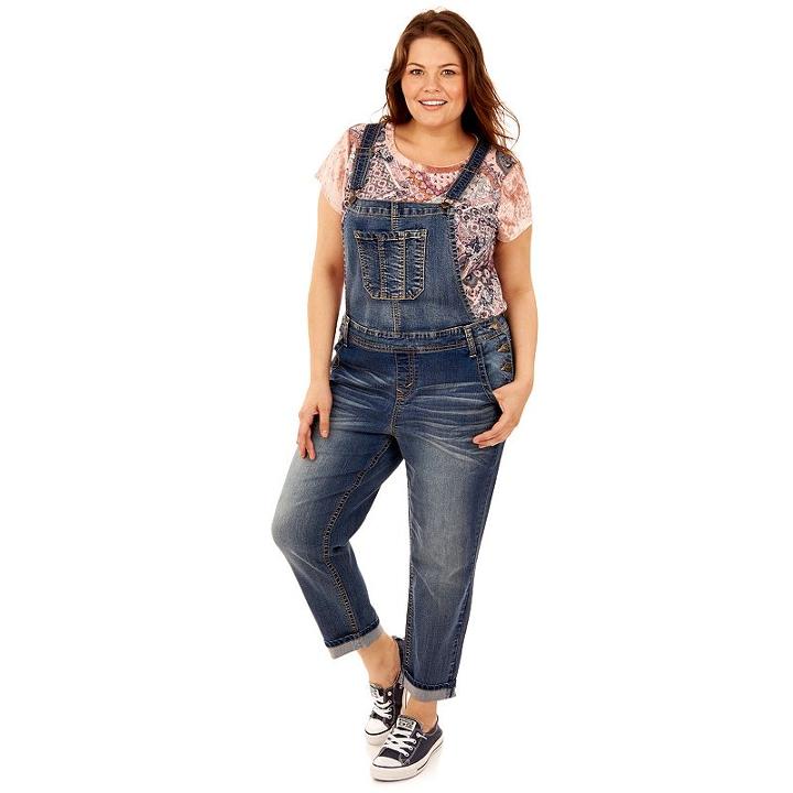 Juniors' Plus Size Wallflower Faded Jean Overalls, Teens, Size: 1xl, Yellow Oth
