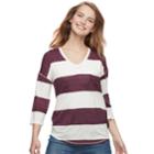 Juniors' So&reg; Relaxed V-neck Tunic Tee, Size: Large, Drk Purple