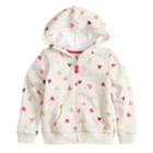 Baby Girl Jumping Beans&reg; Glittery Heart Softest Fleece Hoodie, Size: 18 Months, Lt Beige