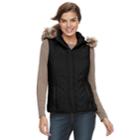 Women's Sebby Collection Hooded Chevron Puffer Vest, Size: Xl, Black