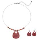 Pink Beaded Teardrop Necklace & Drop Earring Set, Women's
