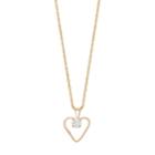 Renaissance Collection 10k Gold Cubic Zirconia Heart Pendant Necklace, Women's, White