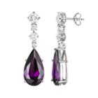 Sophie Miller Simulated Amethyst And Cubic Zirconia Sterling Silver Teardrop Earrings, Women's, Purple