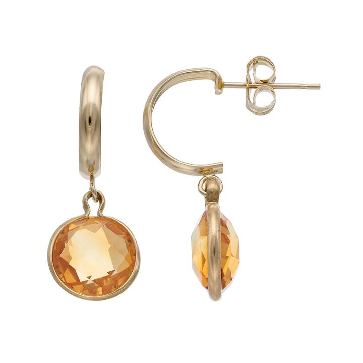 10k Gold Citrine Semi-hoop Earrings, Women's, Yellow