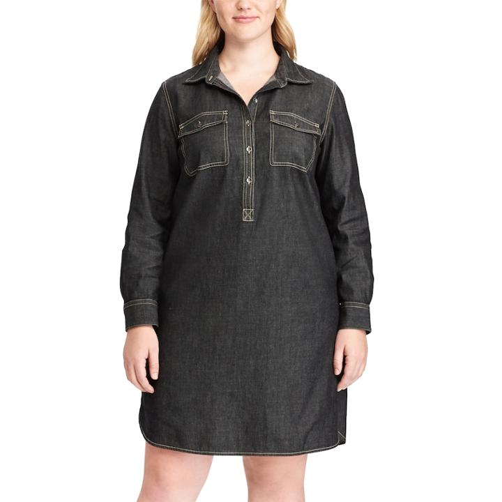 Plus Size Chaps Jean Shirtdress, Women's, Size: 2xl, Black