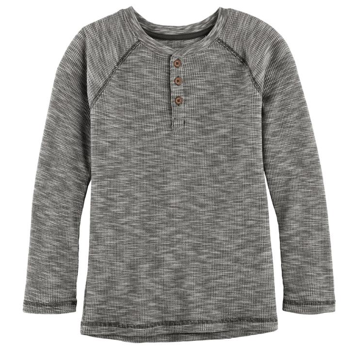 Boys 4-7x Sonoma Goods For Life&trade; Raglan Thermal Henley, Size: 5, Dark Grey