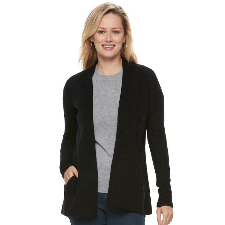 Women's Apt. 9&reg; Raglan Cardigan, Size: Small, Black