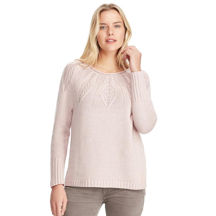Women's Chaps Stitched Leaf Crewneck Sweater, Size: Xl, Pink