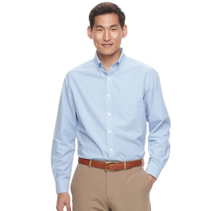 Men's Croft & Barrow&reg; Classic-fit Patterned Easy-care Button-down Shirt, Size: Xxl, Blue (navy)