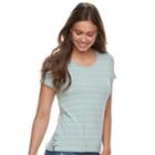 Juniors' Pink Republic Lace-up Side Striped Tee, Teens, Size: Large, Med Green