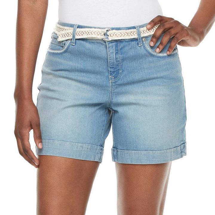 Women's Gloria Vanderbilt Marisa Belted Shorts, Size: 12, Blue