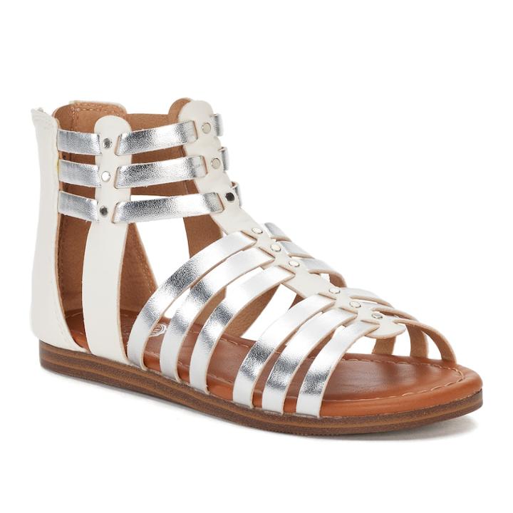So&reg; Applaud Girls' Gladiator Sandals, Size: 13, White