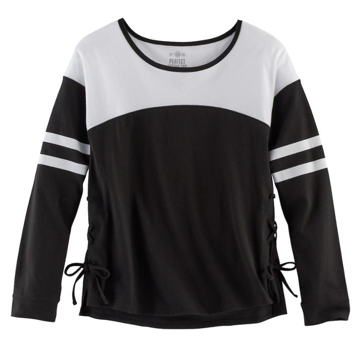 Girls 7-16 & Plus Size So&reg; Lace-up Side Tee, Size: 18 1/2, Black