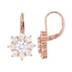 14k Rose Gold Over Silver Cubic Zirconia Flower Drop Earrings, Women's, Pink