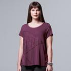 Plus Size Simply Vera Vera Wang Spliced Jacquard Tee, Women's, Size: 0x, Purple