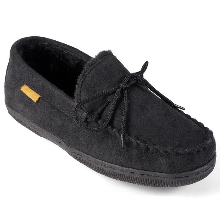 Oxford And Finch Men's Moccasin Slippers, Size: Medium (12), Black