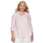 Juniors' Plus Size So&reg; Plaid High-low Shirt, Girl's, Size: 1xl, Light Pink