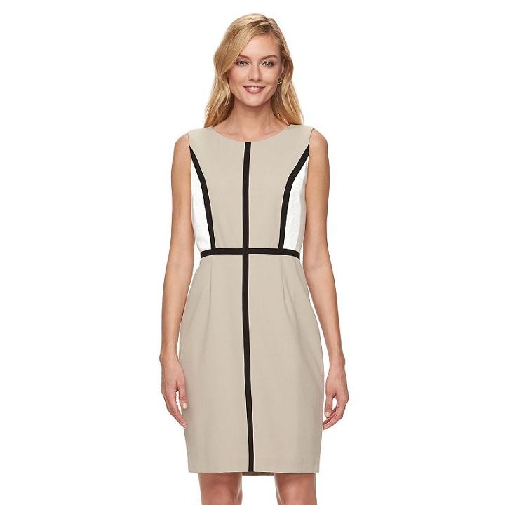 Women's Dana Buchman Colorblock Sheath Dress, Size: 16, Med Brown
