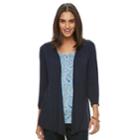 Women's Croft & Barrow® Mock-layer Print Cardigan, Size: Large, Light Blue