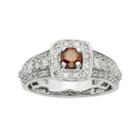 Igl Certified Red & White Diamond Square Halo Engagement Ring In 14k White Gold (1 Carat T.w.), Women's, Size: 6.50