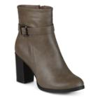 Journee Collection Box Women's Heeled Ankle Boots, Girl's, Size: 9, Grey