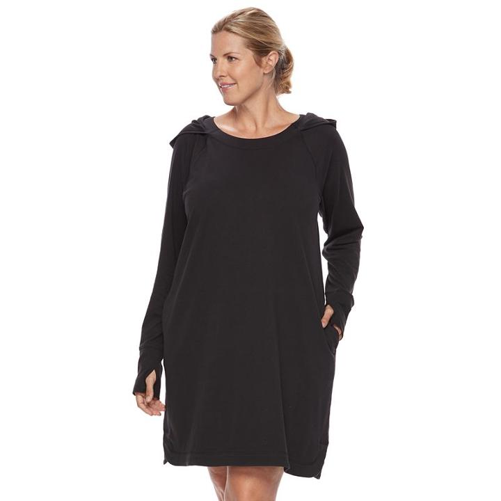 Plus Size Tek Gear&reg; Hooded Long Sleeve Dress, Women's, Size: 2xl, Black