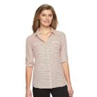 Women's Apt. 9&reg; Dot Roll-tab Blouse, Size: Large, Med Purple