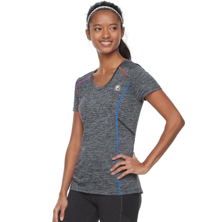Women's Fila Sport&reg; Space-dyed Short Sleeve Tee, Size: Medium, Black