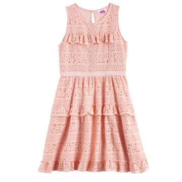 Disney D-signed Girls 7-16 Crochet Tiered Dress, Size: Small, Brt Pink