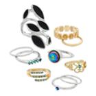 Mudd&reg; Iridescent Stone Ring Set, Women's, Black